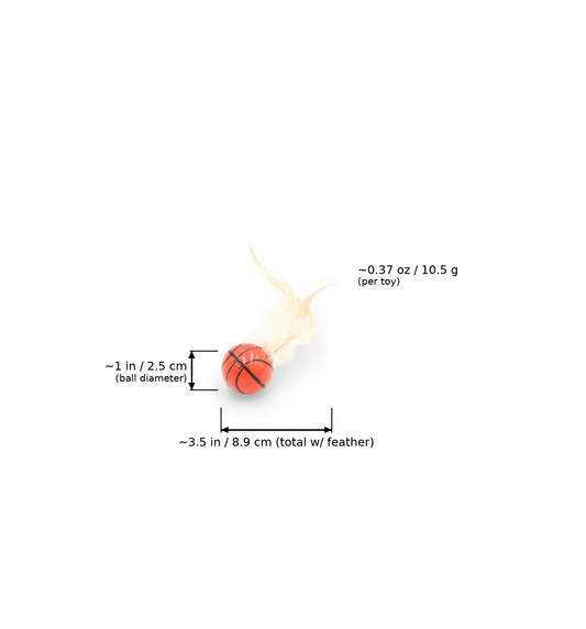 BudgetPaws Sports Feather Ball Cat Toy | 3-Pack