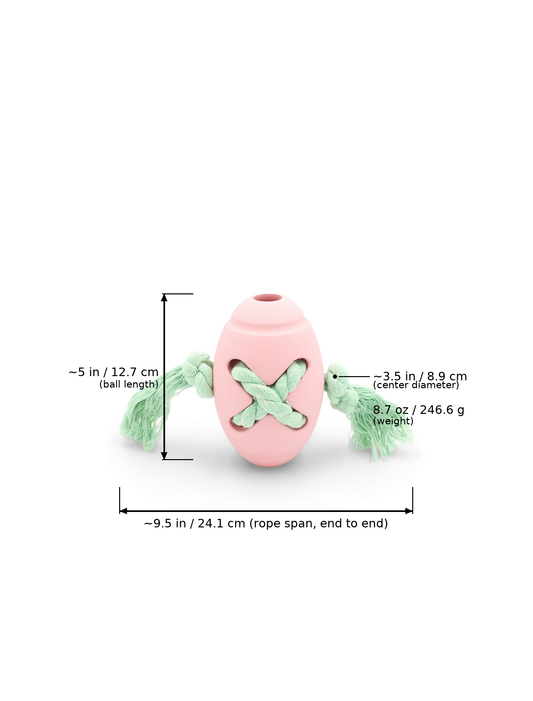 BudgetPaws Rope-Tied Rugby Ball Dog Toy | Soft Petal