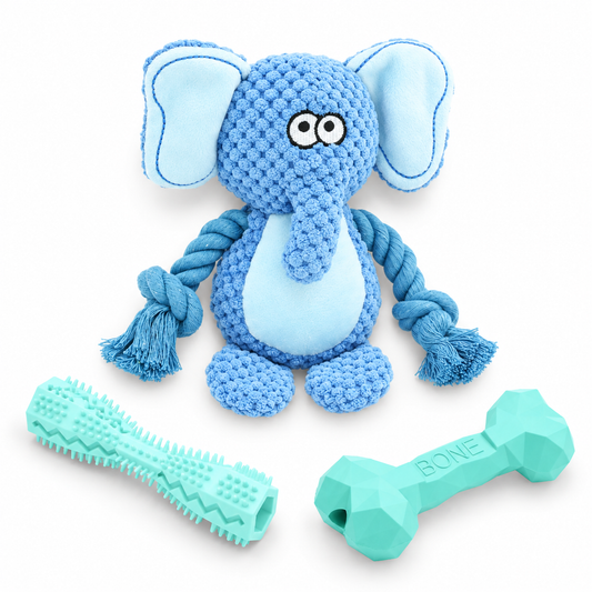 Budget Paws Boys’ Dog Toy Bundle | 3-Pack Plush & Chew Toys