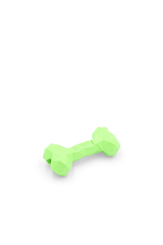 BudgetPaws Treat Dispensing dog toy in Budget Green, photographed on a white background.