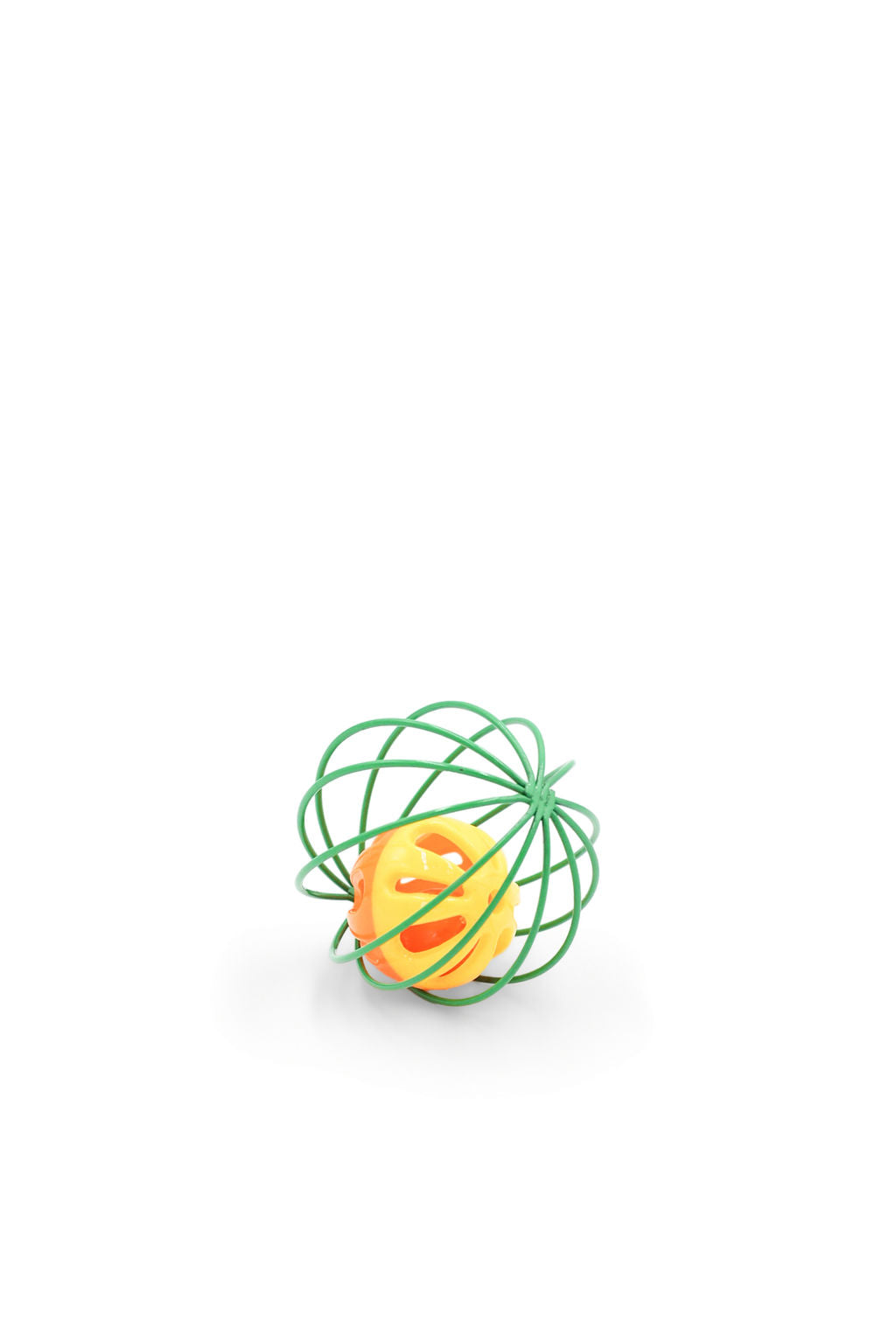 Close-up view showing the spring coil structure and attached ball on the BudgetPaws Cat Toy.