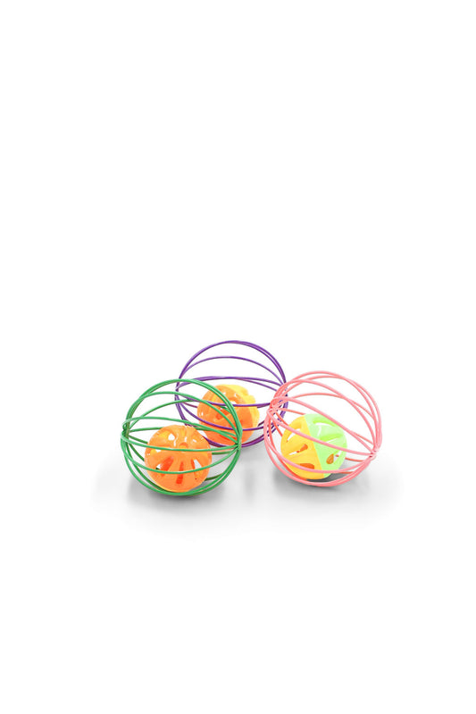 BudgetPaws Cat Spring Ball toy in assorted colors, photographed on a white background.