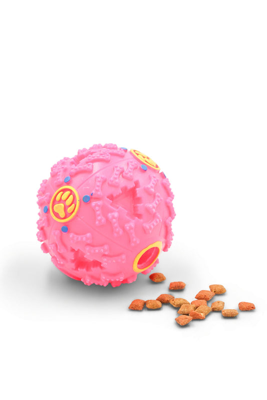 BudgetPaws Treat Dispensing Puzzle Ball for dogs in Soft Petal Small front view.