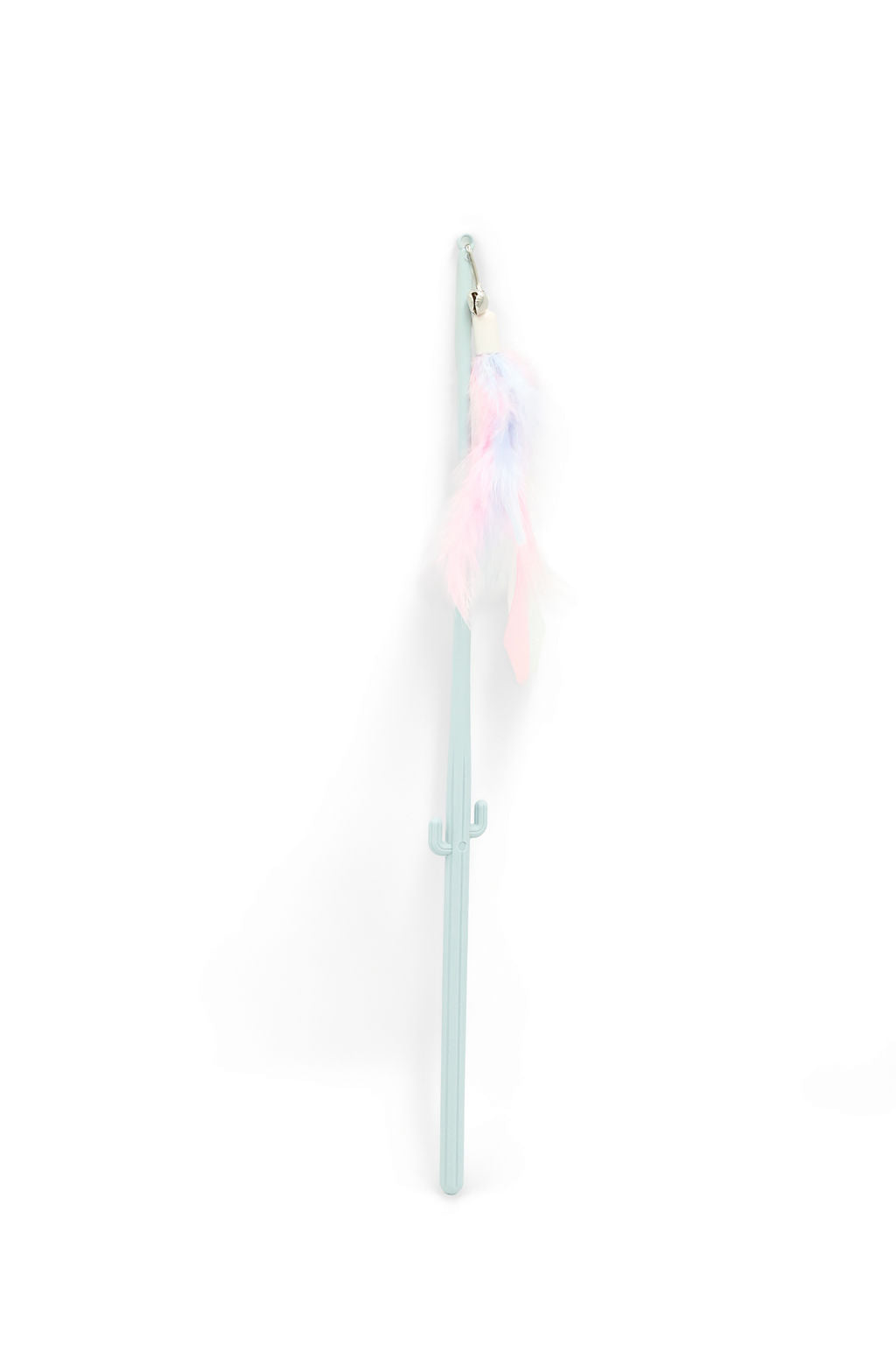 BudgetPaws Sky Breeze Feather Cat Teaser Wand featuring a lightweight handle and soft colorful feathers for interactive play.