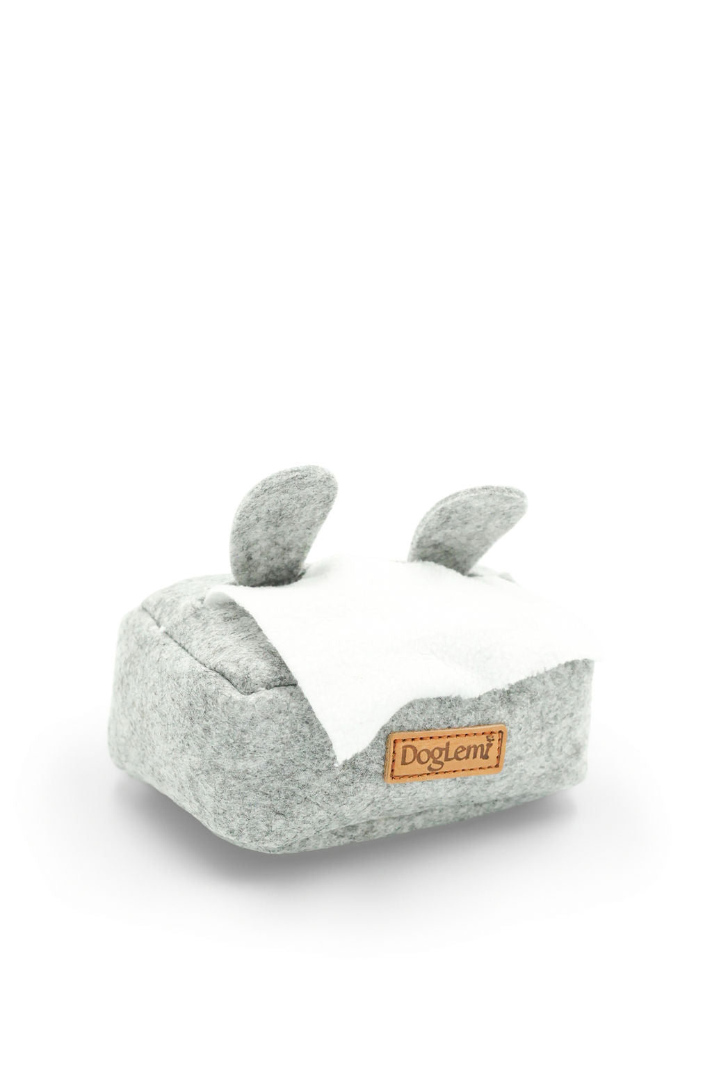 Side view of the BudgetPaws River Stone grey snuffle box enrichment puzzle toy for dogs.