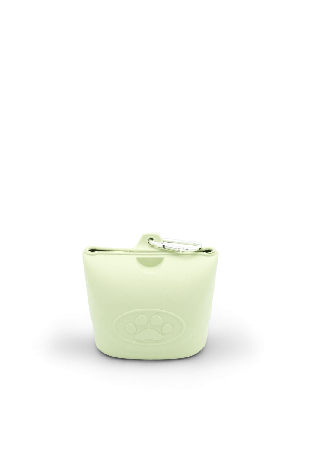 BudgetPaws Silicone Dog Treat Pouch in bright green featuring a clip-on design for easy dog training rewards.