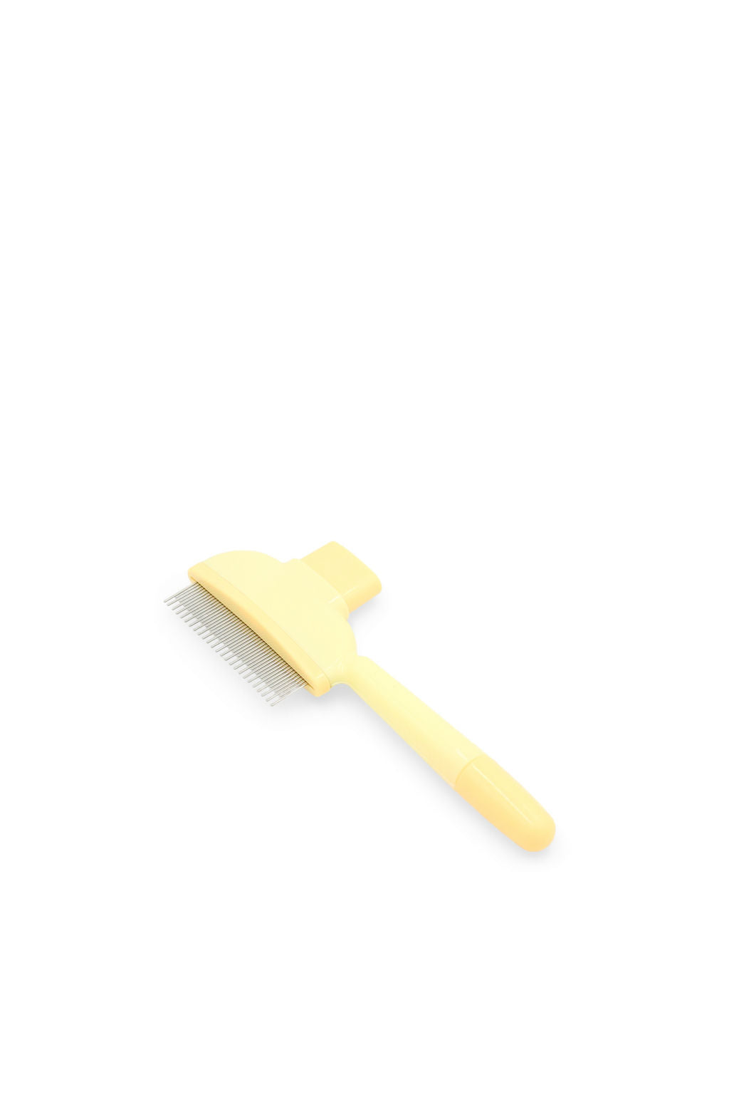 BudgetPaws self-cleaning comb gently removing loose hair and tangles from a pet's coat.