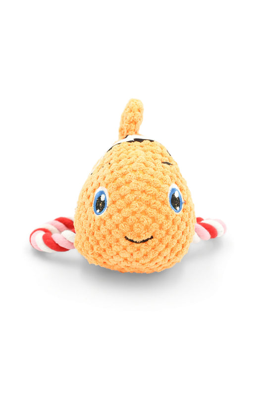 Milo the Fish plush sea animal rope dog toy front.