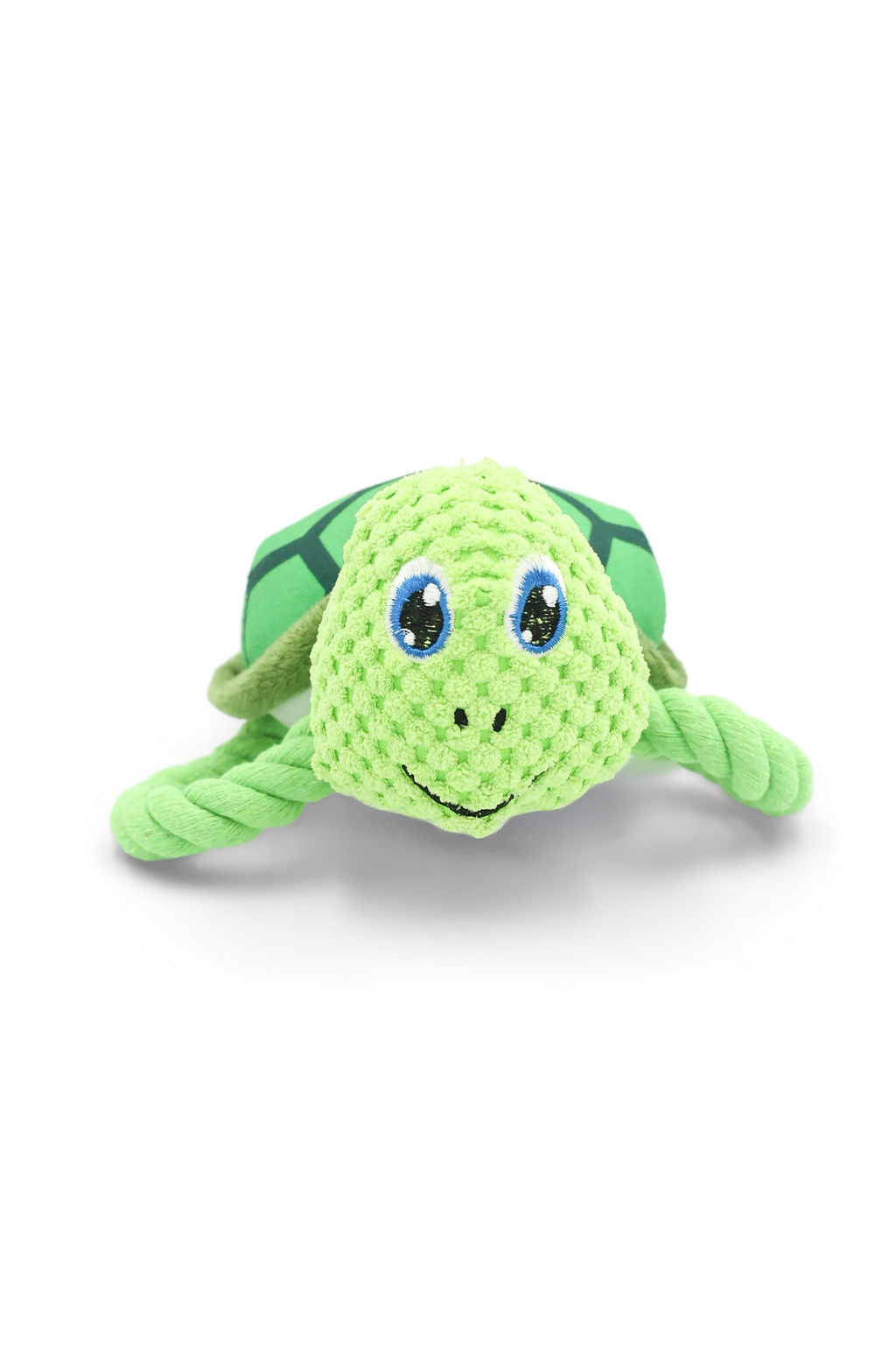 Pebble the Turtle plush sea animal rope dog toy front view