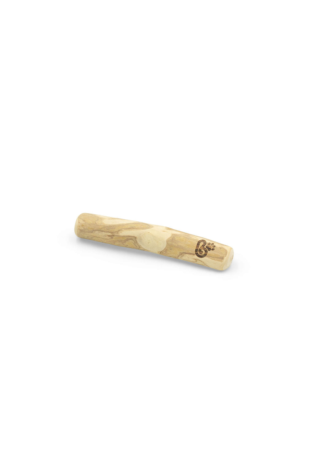Close-up view of the natural wood grain and smooth finish on the BudgetPaws coffee wood chew stick.