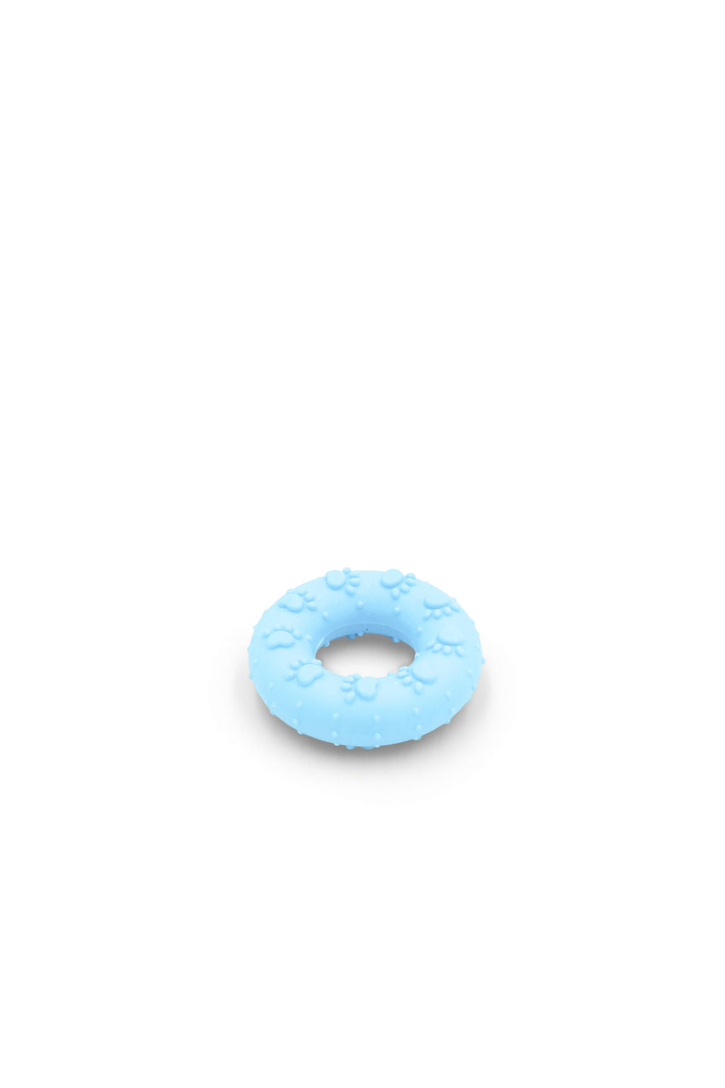 BudgetPaws Rubber Donut dog toy in Sky Breeze, photographed on a white background.