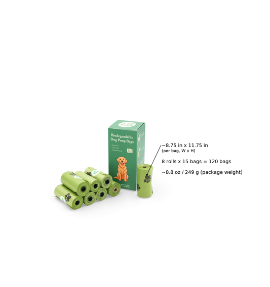 BudgetPaws Biodegradable Dog Waste Bags (8 Roll Pack)